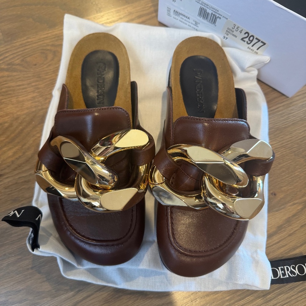 JW Anderson Two-Chain loafers - color brown size 37 come with box & dustbag